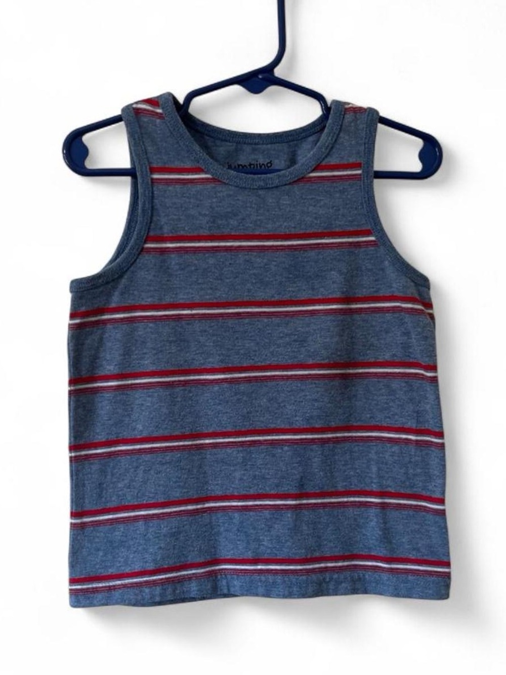 3T Boy Toddler Muscle Tee Tank Top Blue, Red, White Striped Soft Stretch Casual